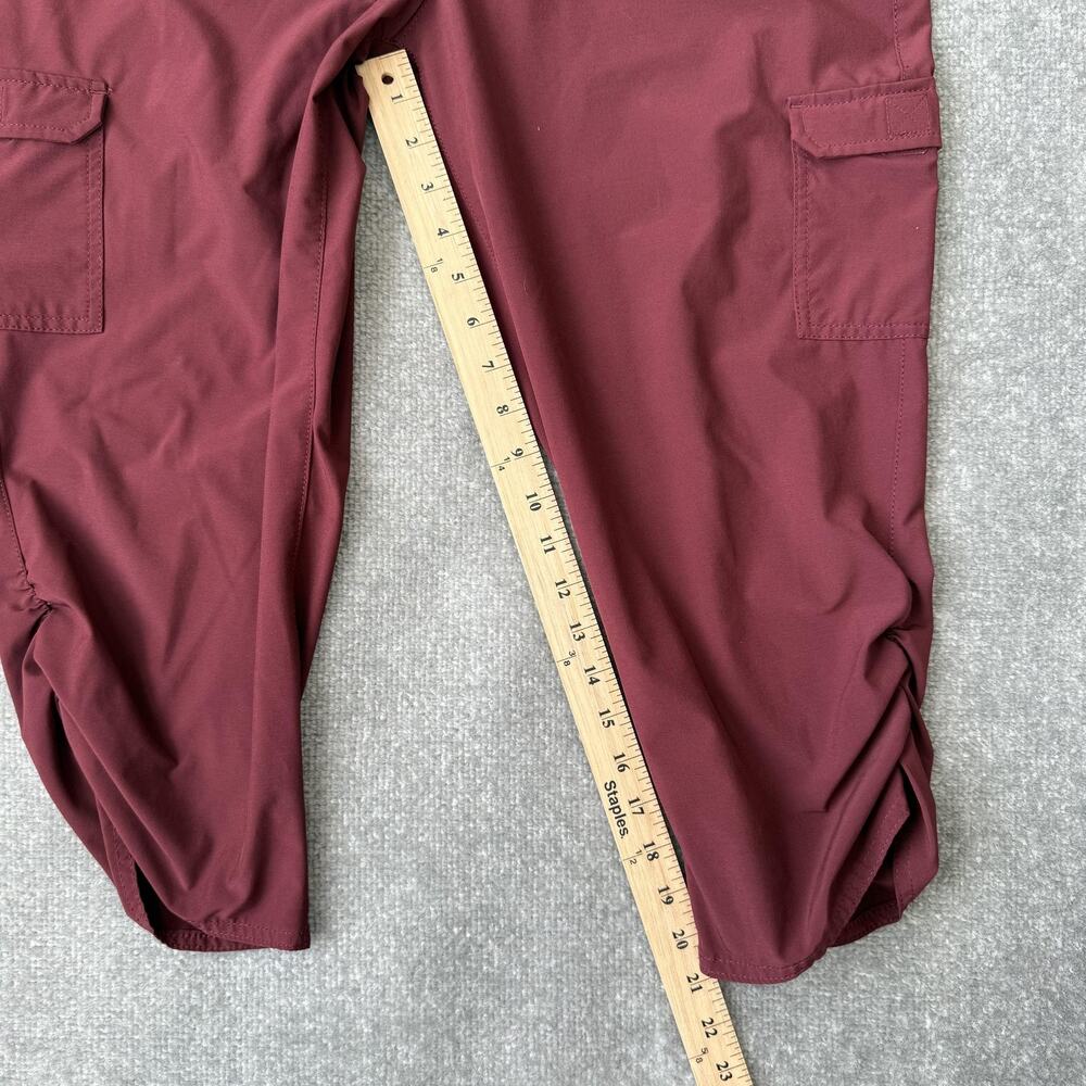 Eddie Bauer Pants Womens 10 Burgundy Stretch Cargo Capri Hiking Outdoor Ruched - Picture 9 of 12